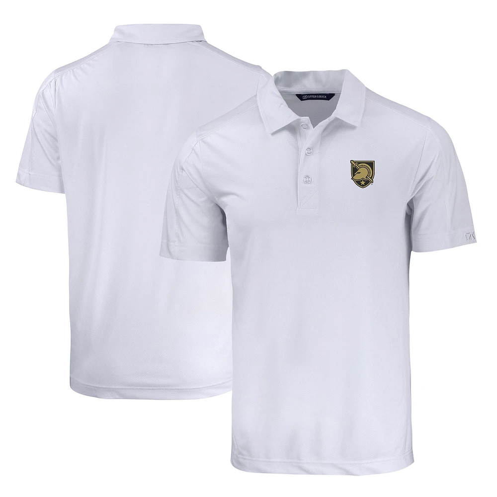 Men's Cutter & Buck White Army Black Knights Prospect Eco Textured Stretch Recycled DryTec Polo