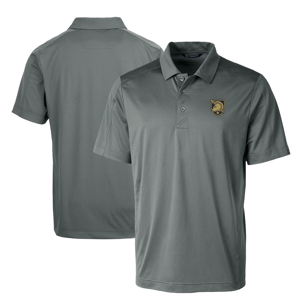 Men's Cutter & Buck Gray Army Black Knights Prospect Eco Textured Stretch Recycled DryTec Polo