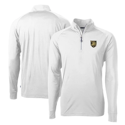 Men's Cutter & Buck White Army Black Knights Adapt Eco Knit Stretch Recycled DryTec Quarter-Zip Top