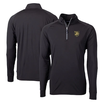 Men's Cutter & Buck Black Army Knights Adapt Eco Knit Stretch Recycled DryTec Quarter-Zip Top