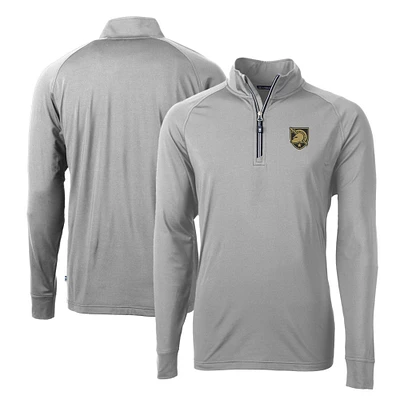 Men's Cutter & Buck Gray Army Black Knights Adapt Eco Knit Stretch Recycled DryTec Quarter-Zip Top