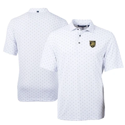 Men's Cutter & Buck White Army Black Knights Virtue Eco Pique Tile Print Recycled DryTec Polo