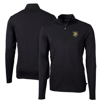 Men's Cutter & Buck Black Army Black Knights Virtue Eco Pique Recycled DryTec Quarter-Zip Top