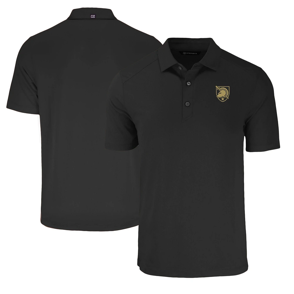 Men's Cutter & Buck Black Army Knights Forge Eco Stretch Recycled Polo