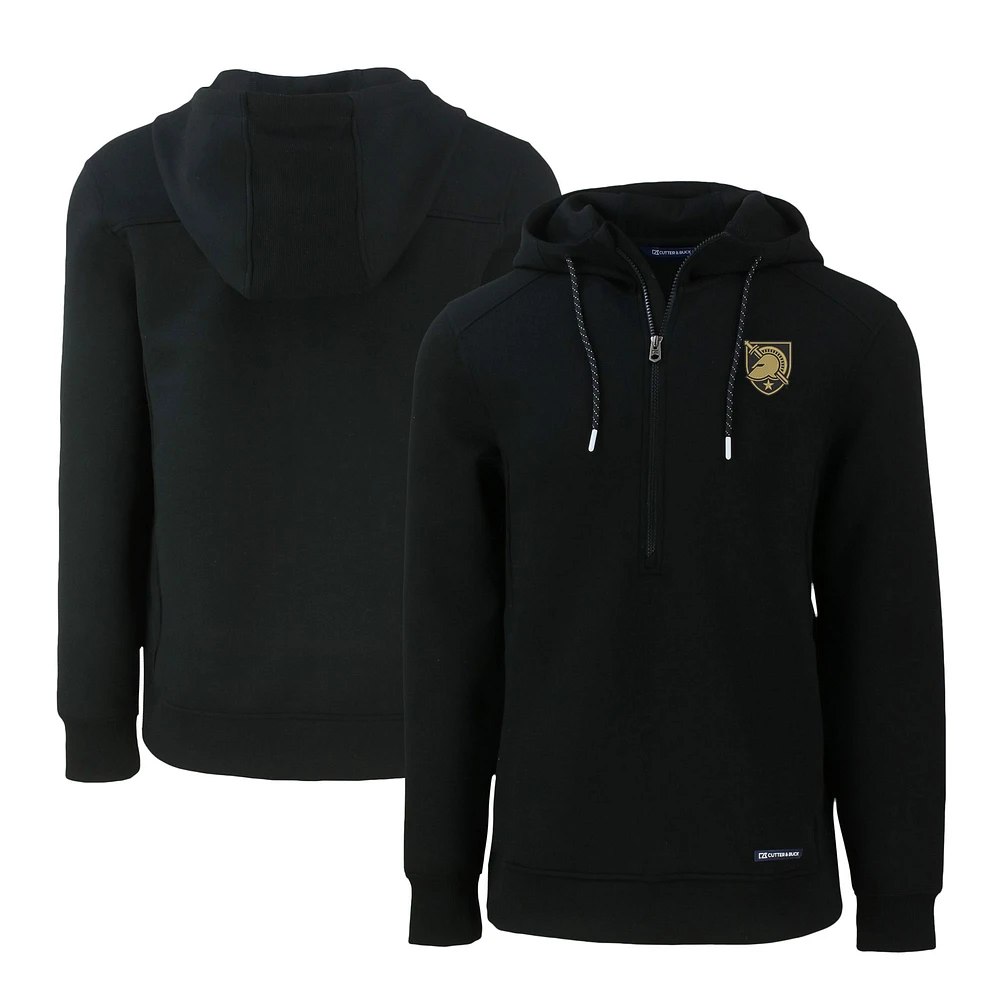 Men's Cutter & Buck Black Army Knights Roam Eco Recycled Half-Zip Hoodie