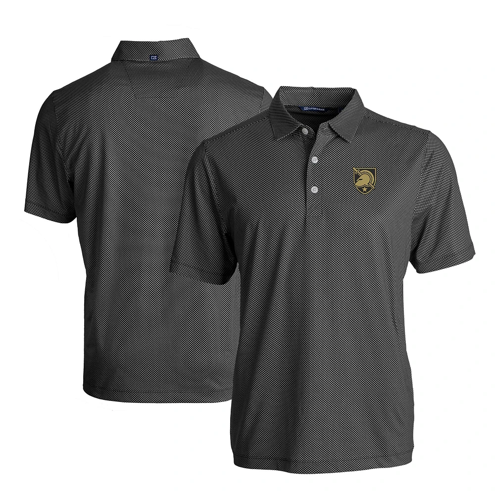 Men's Cutter & Buck Black/White Army Black Knights Pike Eco Symmetry Print Stretch Recycled Polo