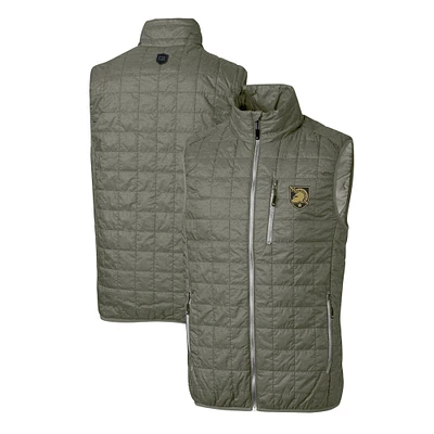 Men's Cutter & Buck Gray Army Black Knights Rainier PrimaLoft Eco Insulated Full-Zip Puffer Vest