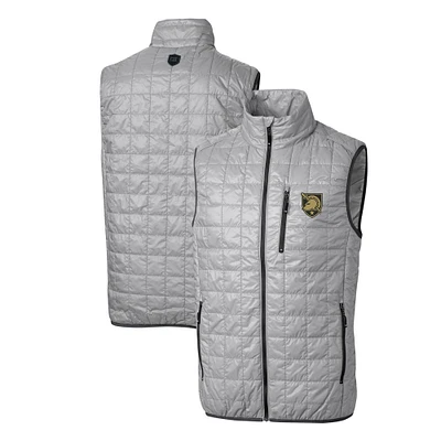 Men's Cutter & Buck Gray Army Black Knights Rainier PrimaLoft Eco Insulated Full-Zip Puffer Vest