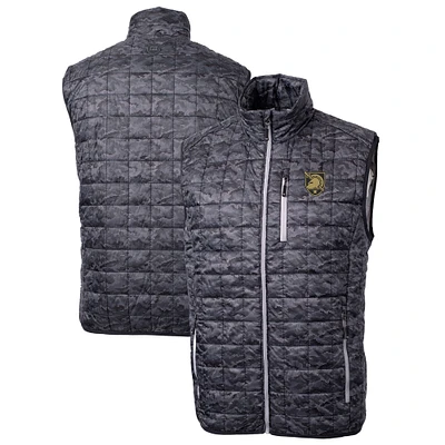 Men's Cutter & Buck Black Army Knights Rainier PrimaLoft Eco Insulated Printed Full-Zip Puffer Vest