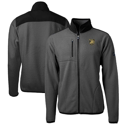 Men's Cutter & Buck Gray/Black Army Black Knights Cascade Eco Sherpa Fleece Full-Zip Jacket
