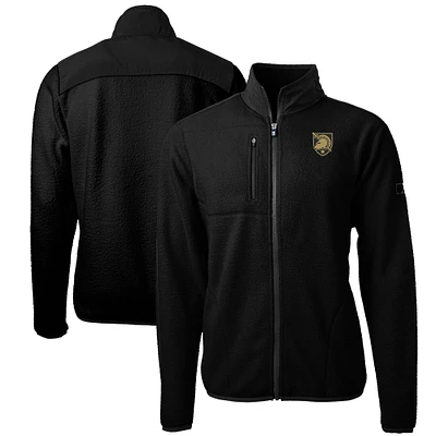 Men's Cutter & Buck Black Army Knights Cascade Eco Sherpa Fleece Full-Zip Jacket