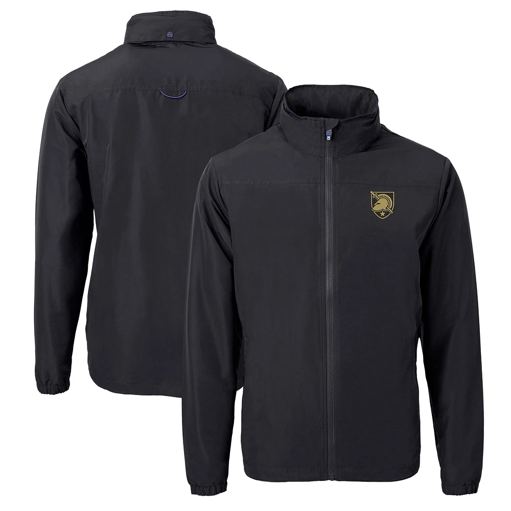 Men's Cutter & Buck Black Army Knights Charter Eco Recycled Full-Zip Jacket