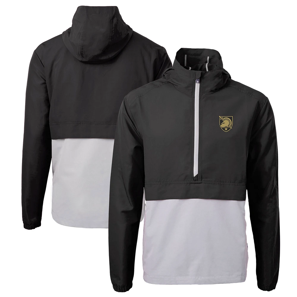 Men's Cutter & Buck Gray Army Black Knights Charter Eco Recycled Half-Zip Anorak Jacket