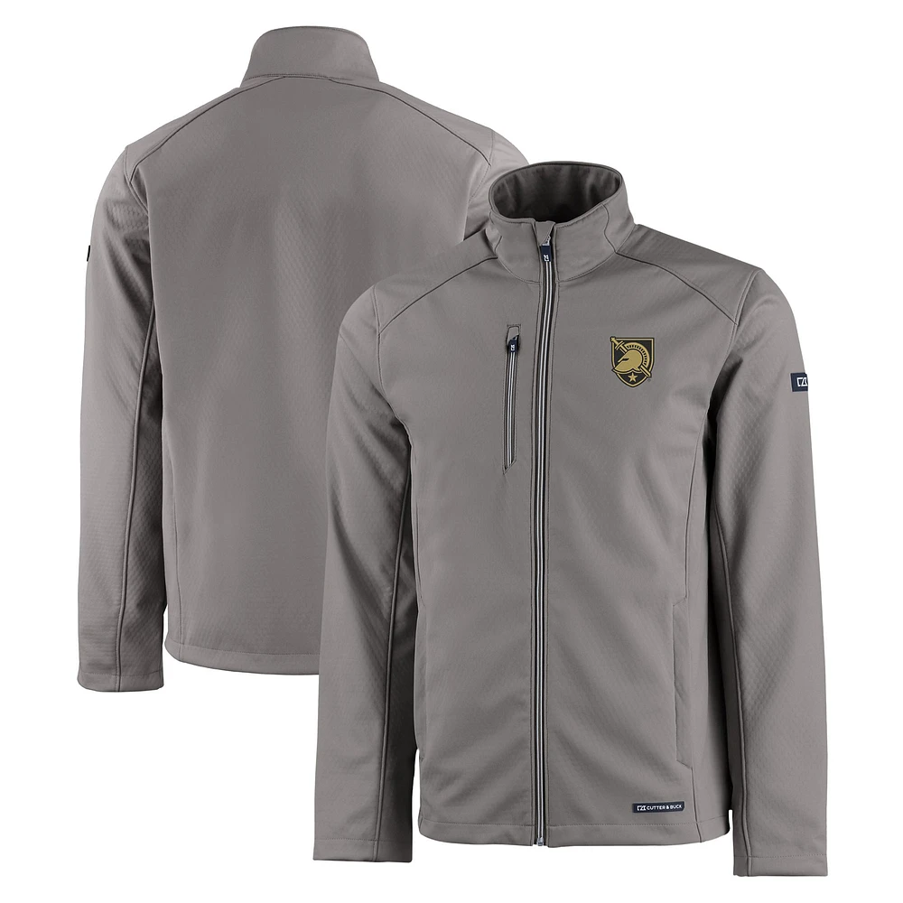 Men's Cutter & Buck Gray Army Black Knights Evoke Eco Softshell Recycled Full-Zip Jacket