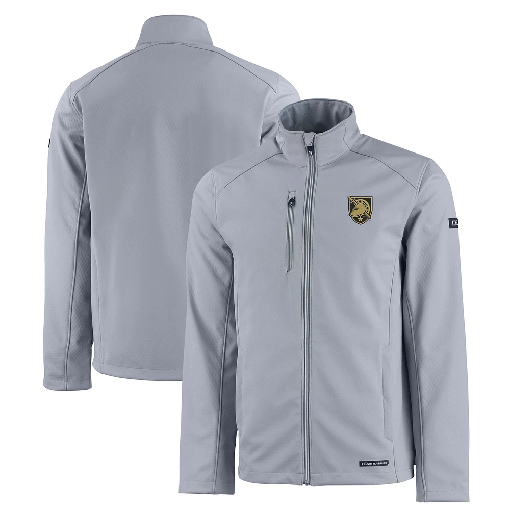 Men's Cutter & Buck Gray Army Black Knights Evoke Eco Softshell Recycled Full-Zip Jacket