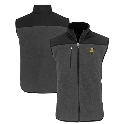 Men's Cutter & Buck Gray/Black Army Black Knights Cascade Eco Sherpa Fleece Full-Zip Vest