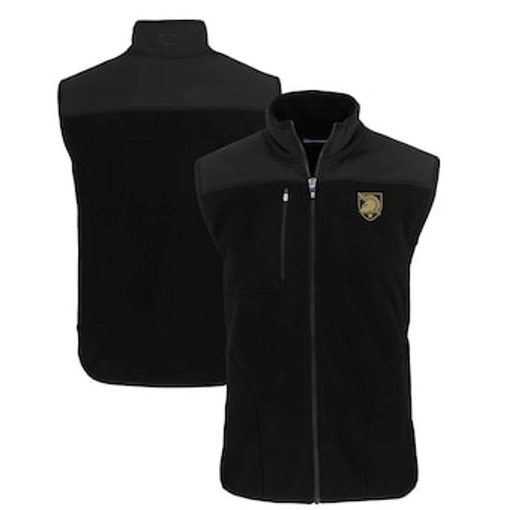 Men's Cutter & Buck Black Army Knights Cascade Eco Sherpa Fleece Full-Zip Vest