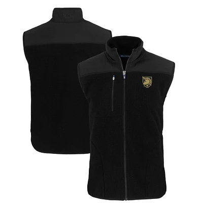 Men's Cutter & Buck Black Army Knights Cascade Eco Sherpa Fleece Full-Zip Vest