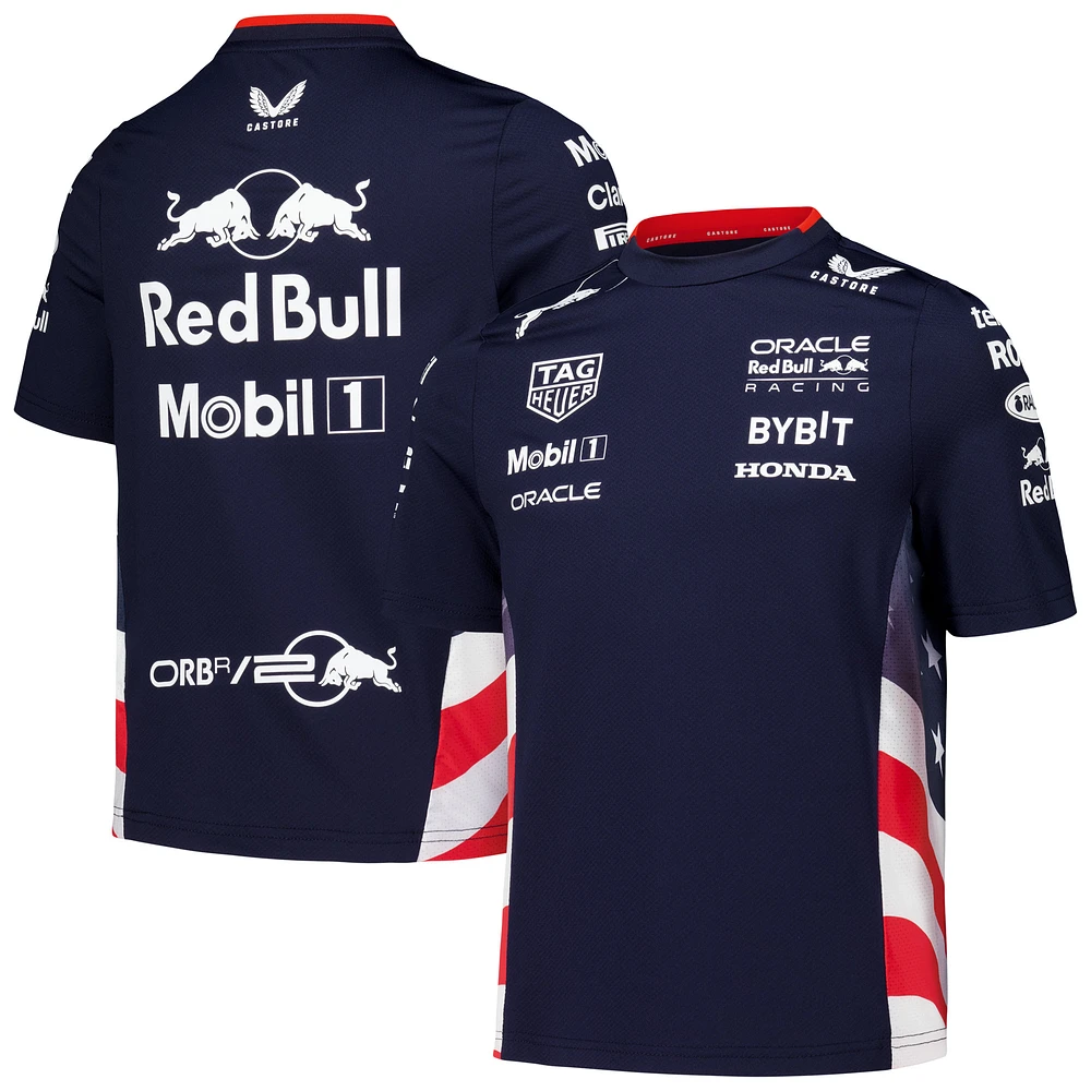 Youth Castore Navy Red Bull Racing America Race Team T-Shirt
