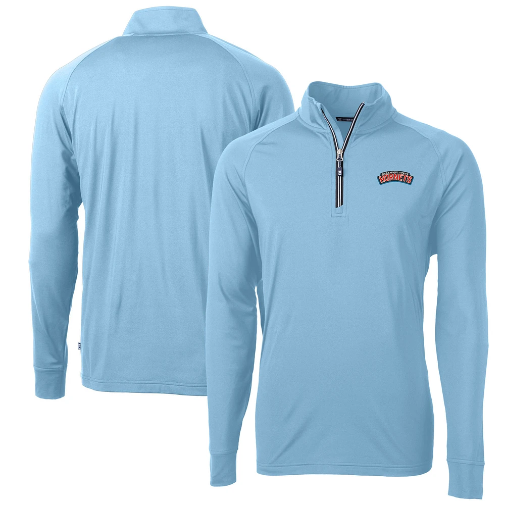 Men's Cutter & Buck Powder Blue Delaware State Hornets Adapt Eco Knit Stretch Recycled Quarter-Zip Pullover Top