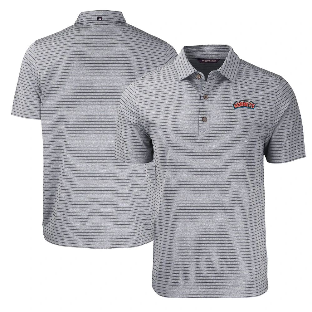 Men's Cutter & Buck Heather Delaware State Hornets Forge Eco Stripe Stretch Recycled Polo