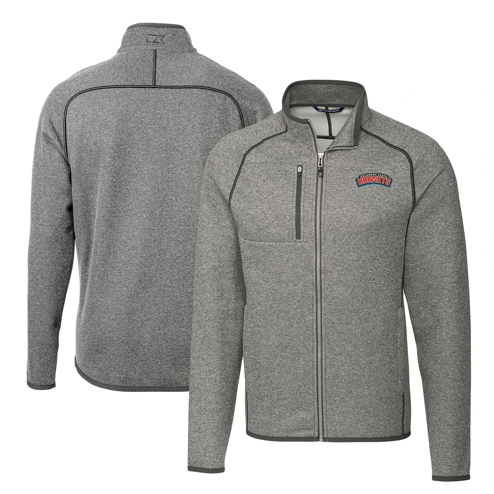 Men's Cutter & Buck Heather Gray Delaware State Hornets Mainsail Sweater-Knit Full-Zip Jacket