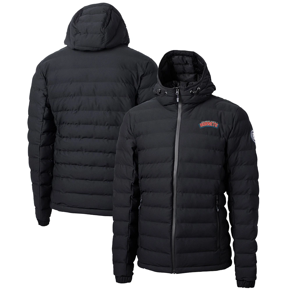 Men's Cutter & Buck Black Delaware State Hornets Mission Ridge Repreve Eco Insulated Puffer Full-Zip Jacket