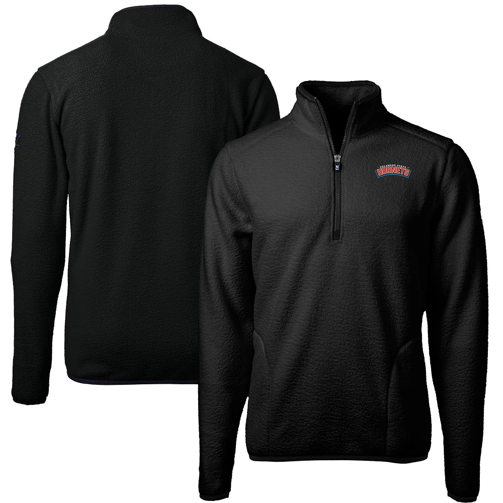 Men's Cutter & Buck Delaware State Hornets Cascade Eco Sherpa Fleece Quarter-Zip Jacket