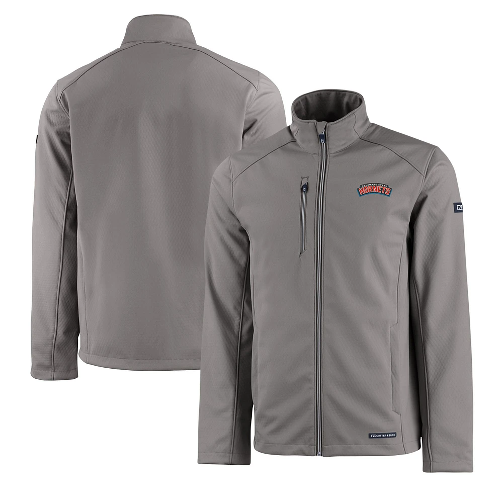 Men's Cutter & Buck Charcoal Delaware State Hornets Evoke Eco Softshell Recycled Full-Zip Jacket
