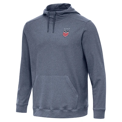 Men's Antigua Heather Navy USWNT Cloud Pullover Hoodie