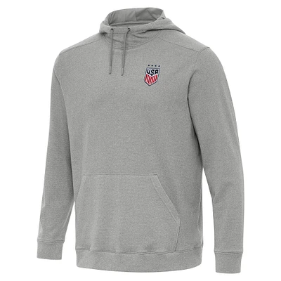 Men's Antigua Heather Gray USWNT Cloud Pullover Hoodie