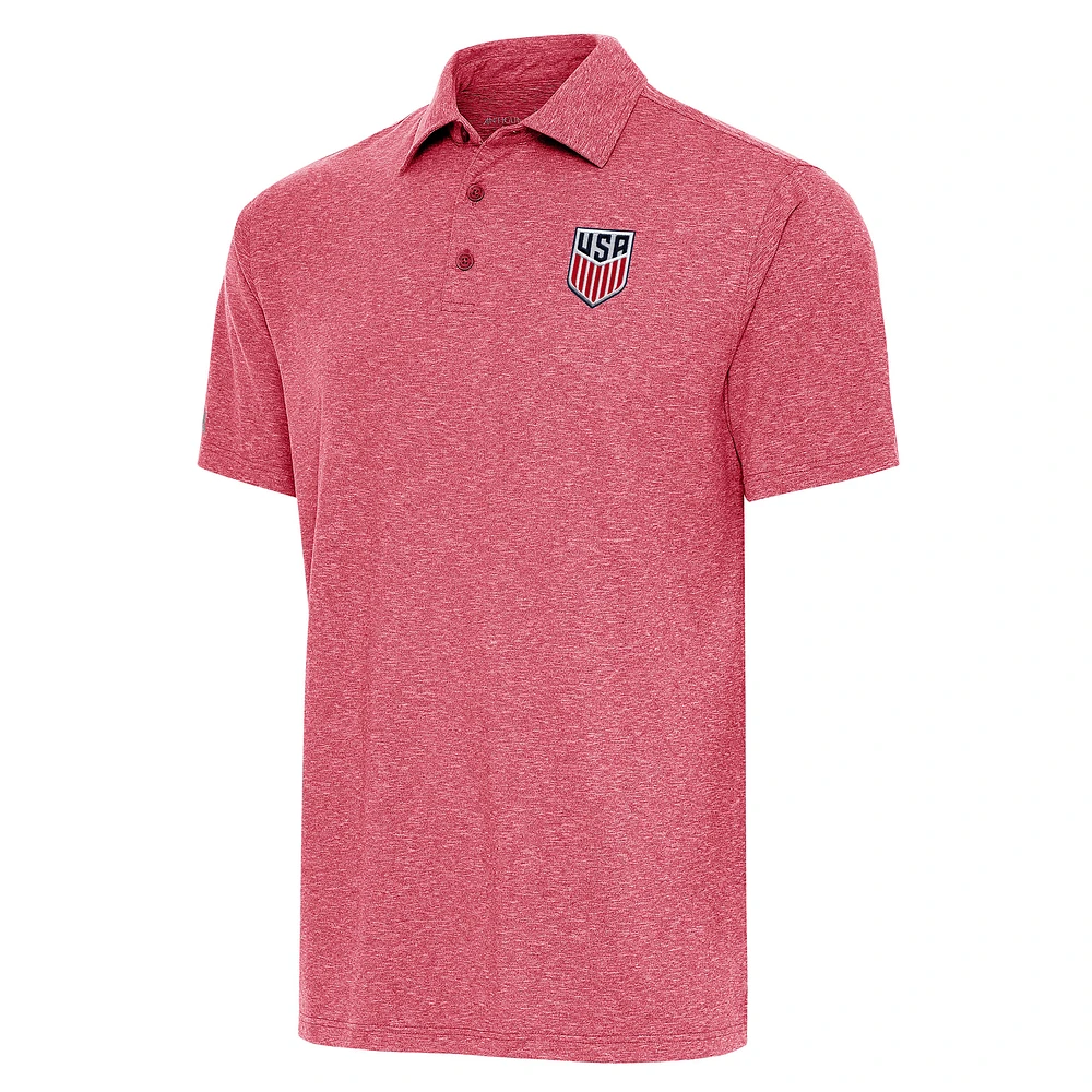 Men's Antigua Heather Red USMNT Par 3 Polo