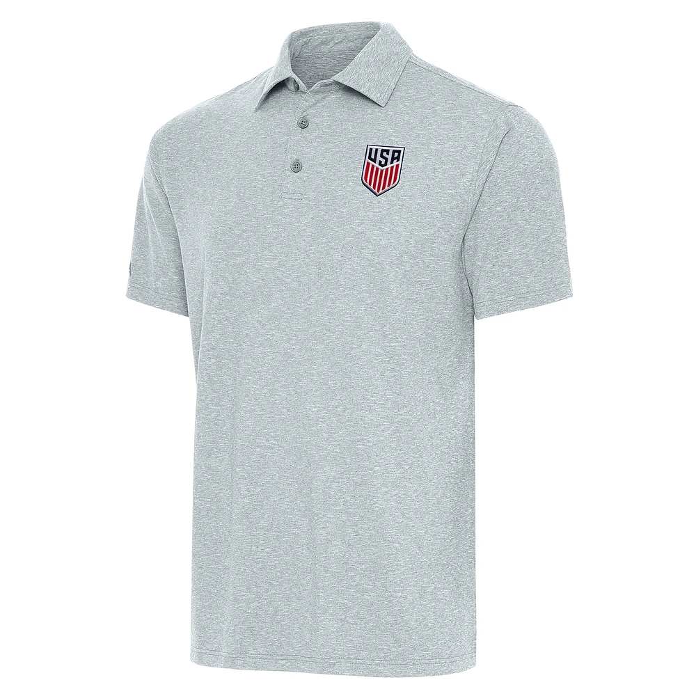 Men's Antigua Heather Gray USMNT Par 3 Polo