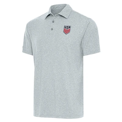 Men's Antigua Heather Gray USMNT Par 3 Polo
