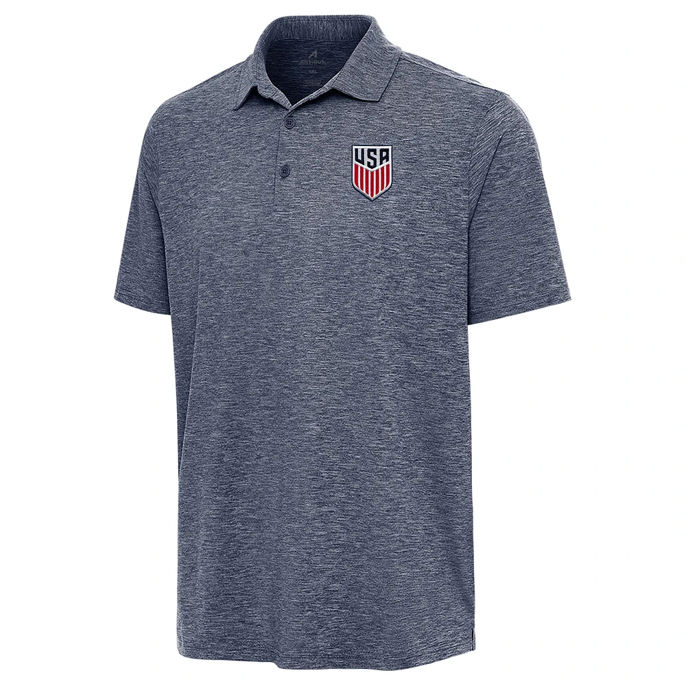 Men's Antigua Heather Navy USMNT Big & Tall Par 3 Polo