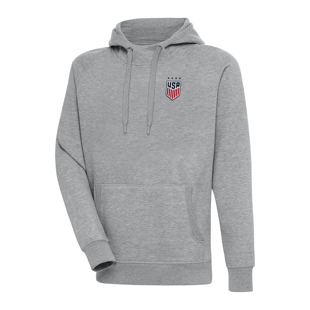 Men's Antigua Heather Gray USWNT Big & Tall Victory Pullover Hoodie