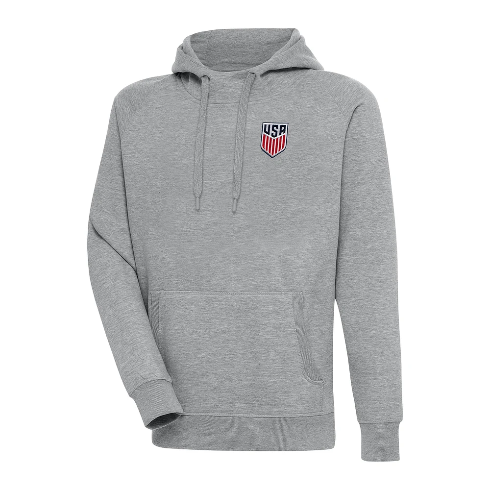 Men's Antigua Heather Gray USMNT Big & Tall Victory Pullover Hoodie