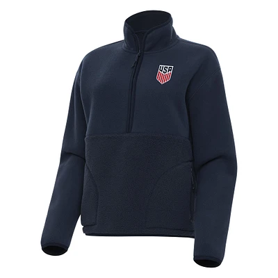 Women's Antigua Navy USMNT Figure Quarter-Zip Jacket
