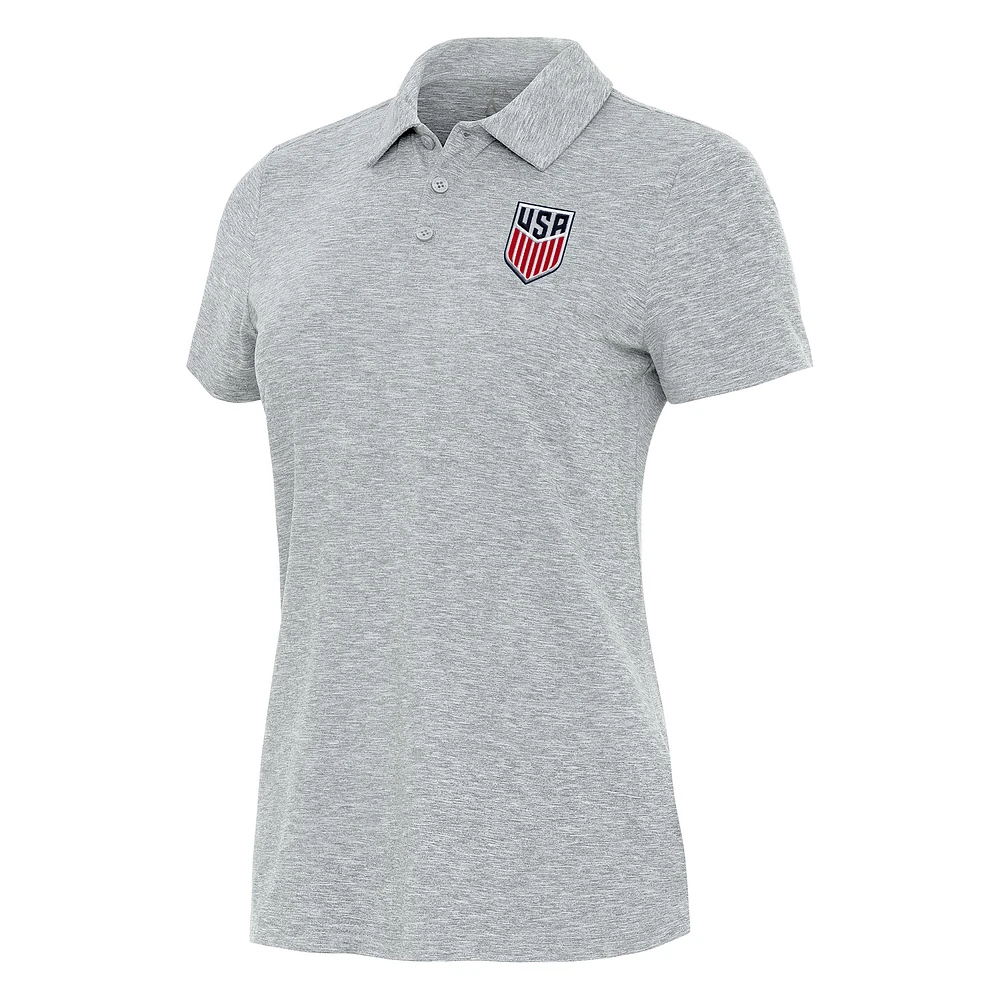 Women's Antigua Heather Gray USMNT Matter Polo