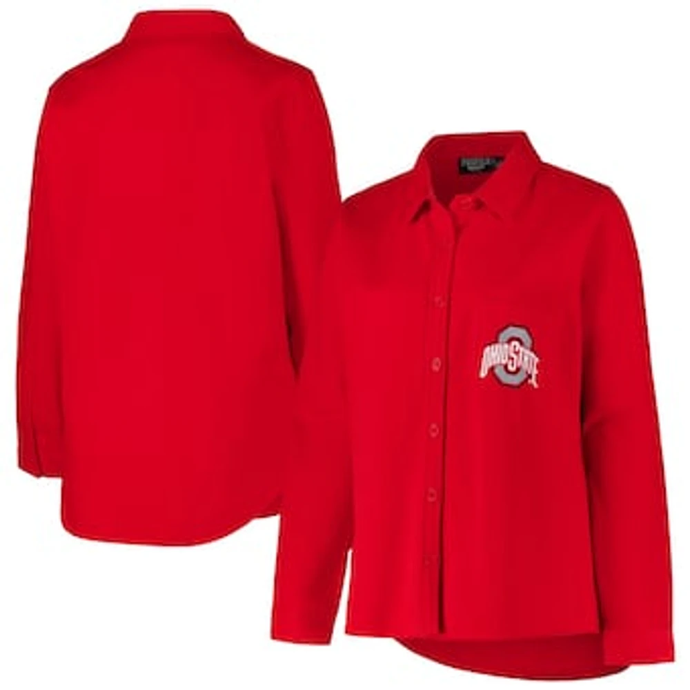 Women's Fanatics Scarlet Ohio State Buckeyes Plus Button-Up Shacket