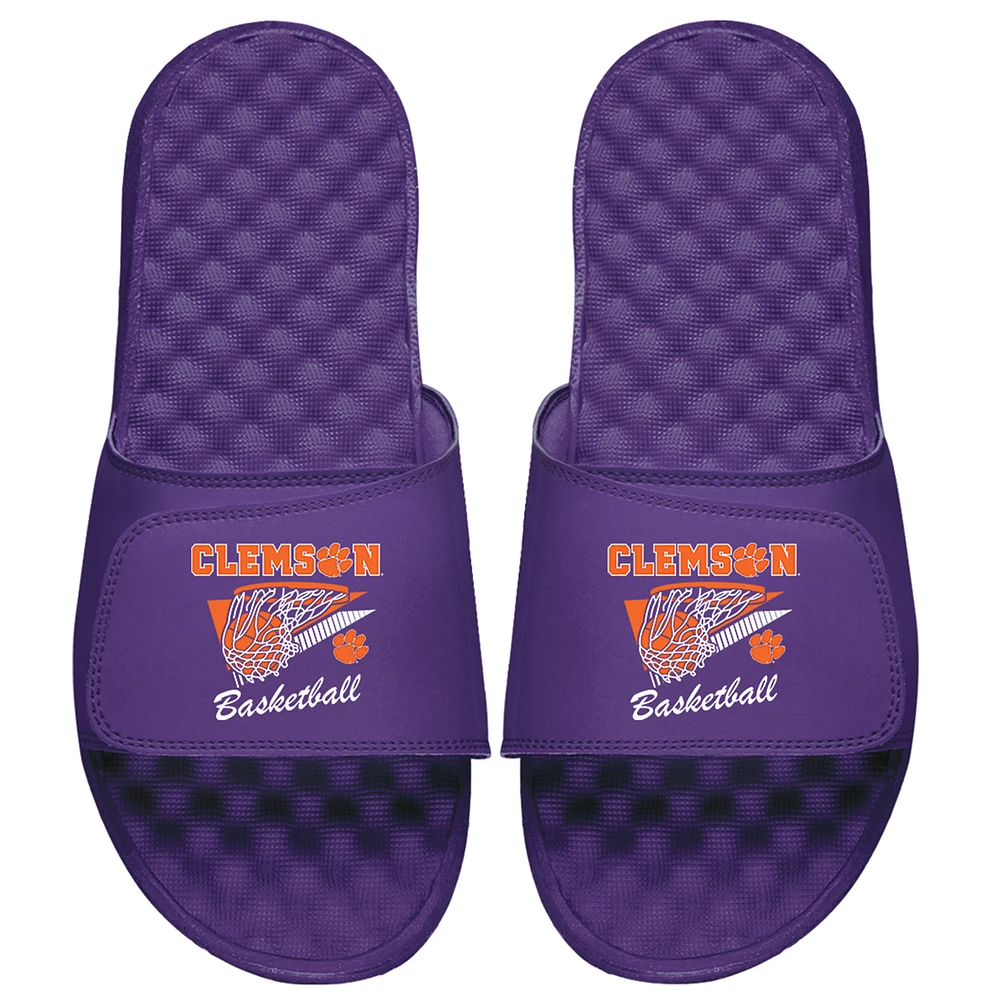 Youth ISlide Purple Clemson Tigers Collage Slide Sandals