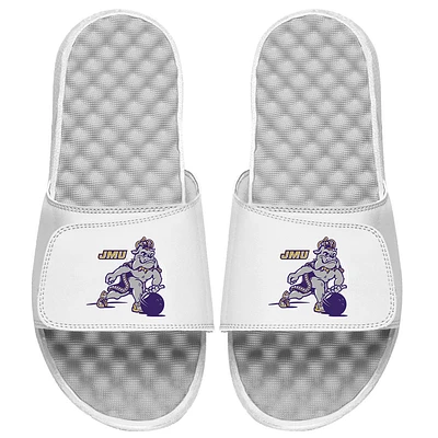 Youth ISlide White James Madison Dukes Mascot Slide Sandals