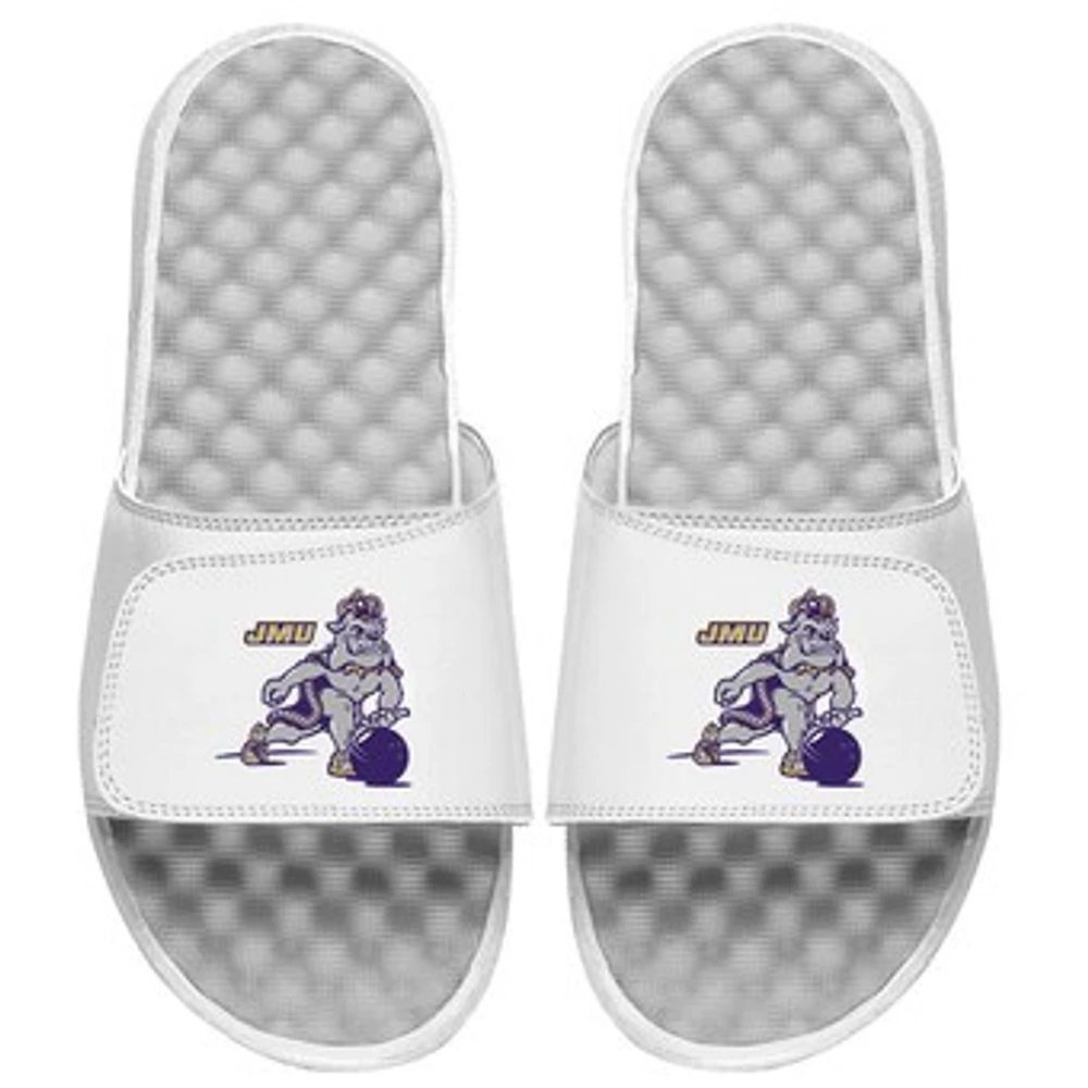 Unisex ISlide White James Madison Dukes Mascot Slide Sandals