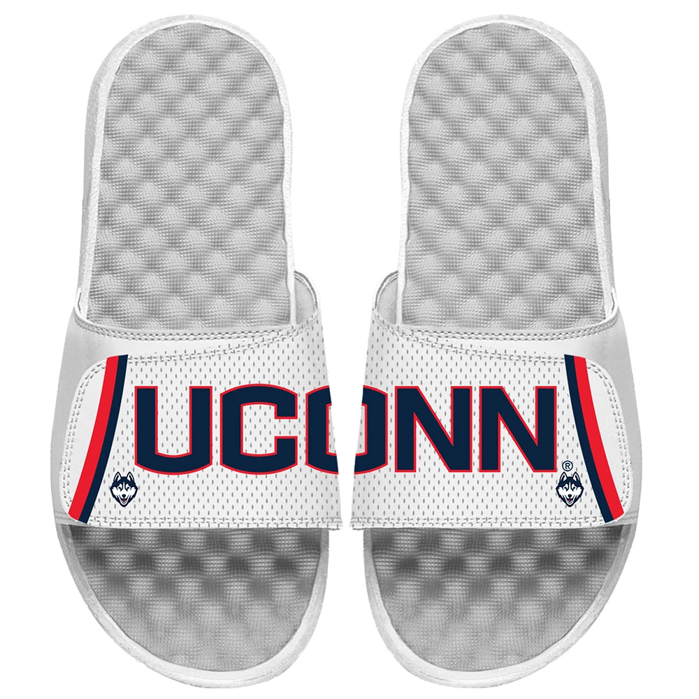 Youth ISlide White UConn Huskies Jersey Slide Sandals