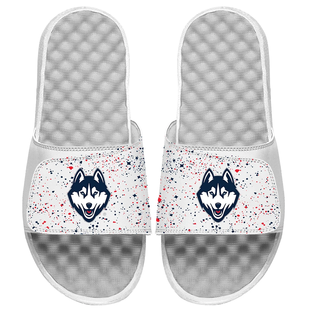 Unisex ISlide White UConn Huskies Speckled Slide Sandals