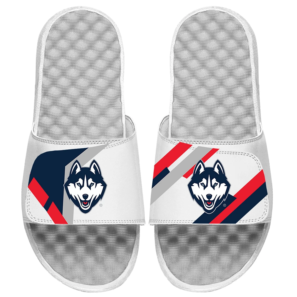 Unisex ISlide White UConn Huskies Varsity Jacket Slide Sandals