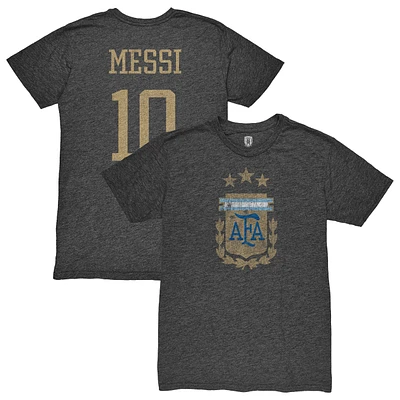 Men's 1863FC Lionel Messi Heather Black Argentina National Team Player Retro Tri-Blend T-Shirt