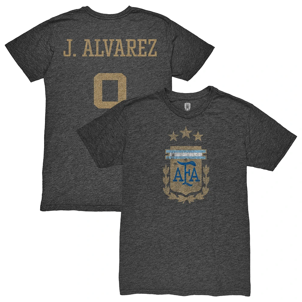 Men's 1863FC Julián Álvarez Heather Black Argentina National Team Player Retro Tri-Blend T-Shirt