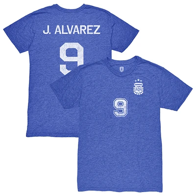 Men's 1863FC Julián Álvarez Blue Argentina National Team Retro Name & Number Tri-Blend T-Shirt
