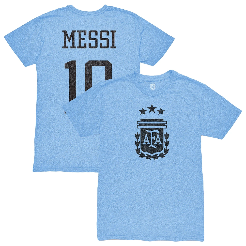 Men's 1863FC Lionel Messi Light Blue Argentina National Team Player Retro Tri-Blend T-Shirt